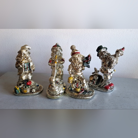 Set of 4 Santa Claus elves in silver - Picture 1 of 11